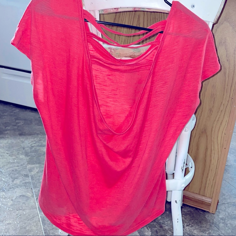 Pink strappy tee